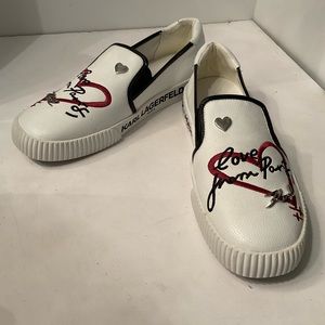 Karl Lagerfeld heart logo white sneakers 10